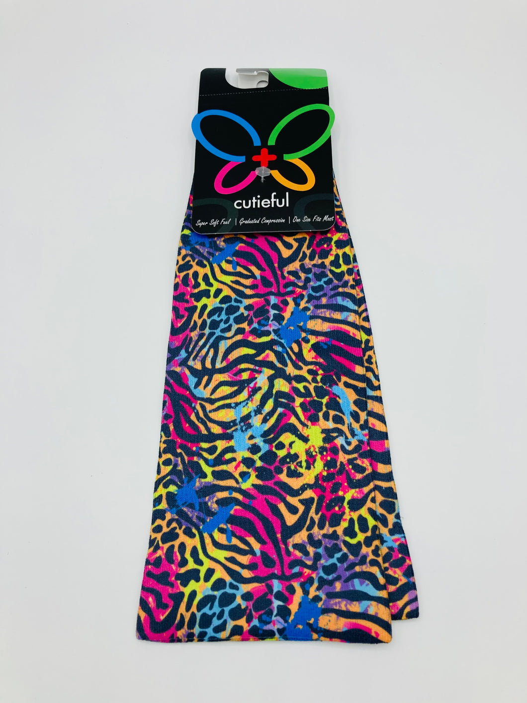 10-18 mmHg Printed Compression Socks - Neon Animal Mix