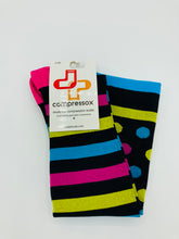 Load image into Gallery viewer, Compressox 15-20 mmHg, Knit Compression Socks - Stripes &amp; Dots
