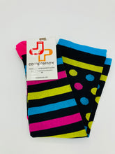 Load image into Gallery viewer, Compressox 15-20 mmHg, Knit Compression Socks - Stripes &amp; Dots
