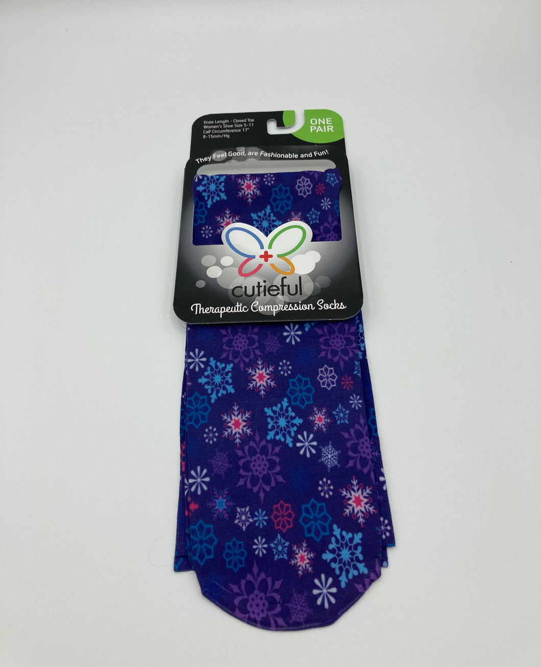 8-15 mmHg Sheer Compression Socks - Snow flakes