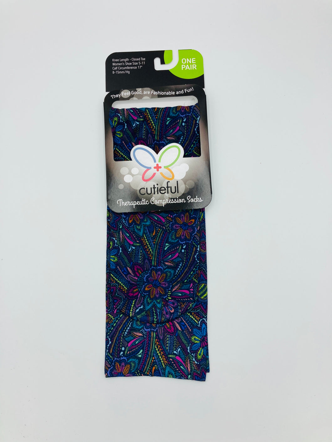 8-15 mmHg Sheer Compression Socks - Bright Flowers