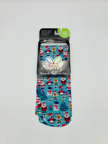 8-15 mmHg Sheer Compression Socks -  Christmas Time