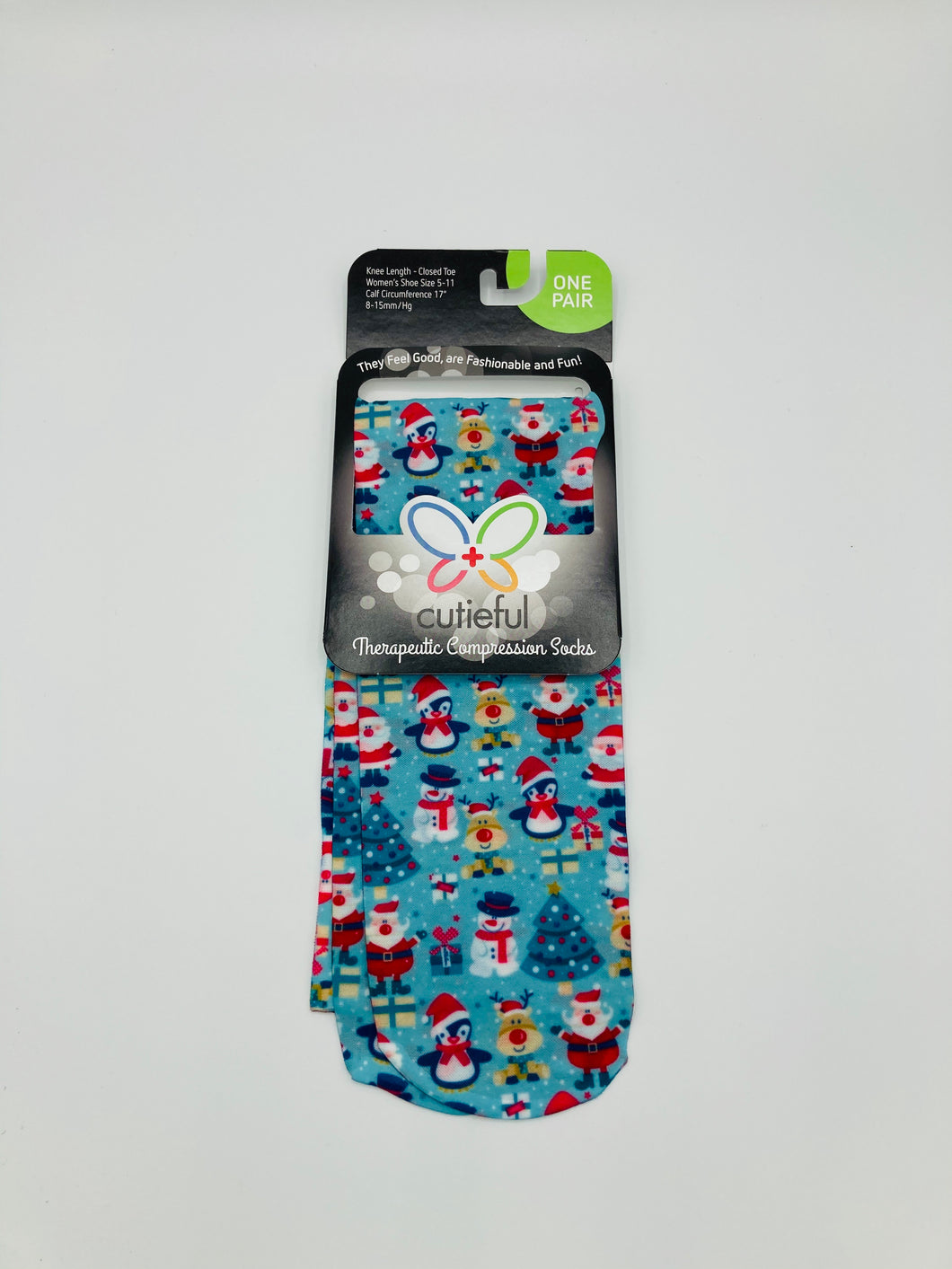 8-15 mmHg Sheer Compression Socks -  Christmas Time