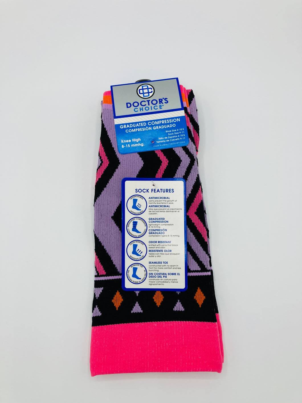8-15 mmHg Doctor’s Choice Compression Socks - Pink Chevron
