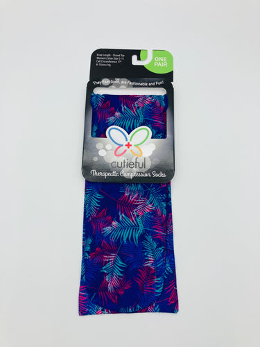 8-15 mmHg Sheer Compression Socks -  Neon Tropics