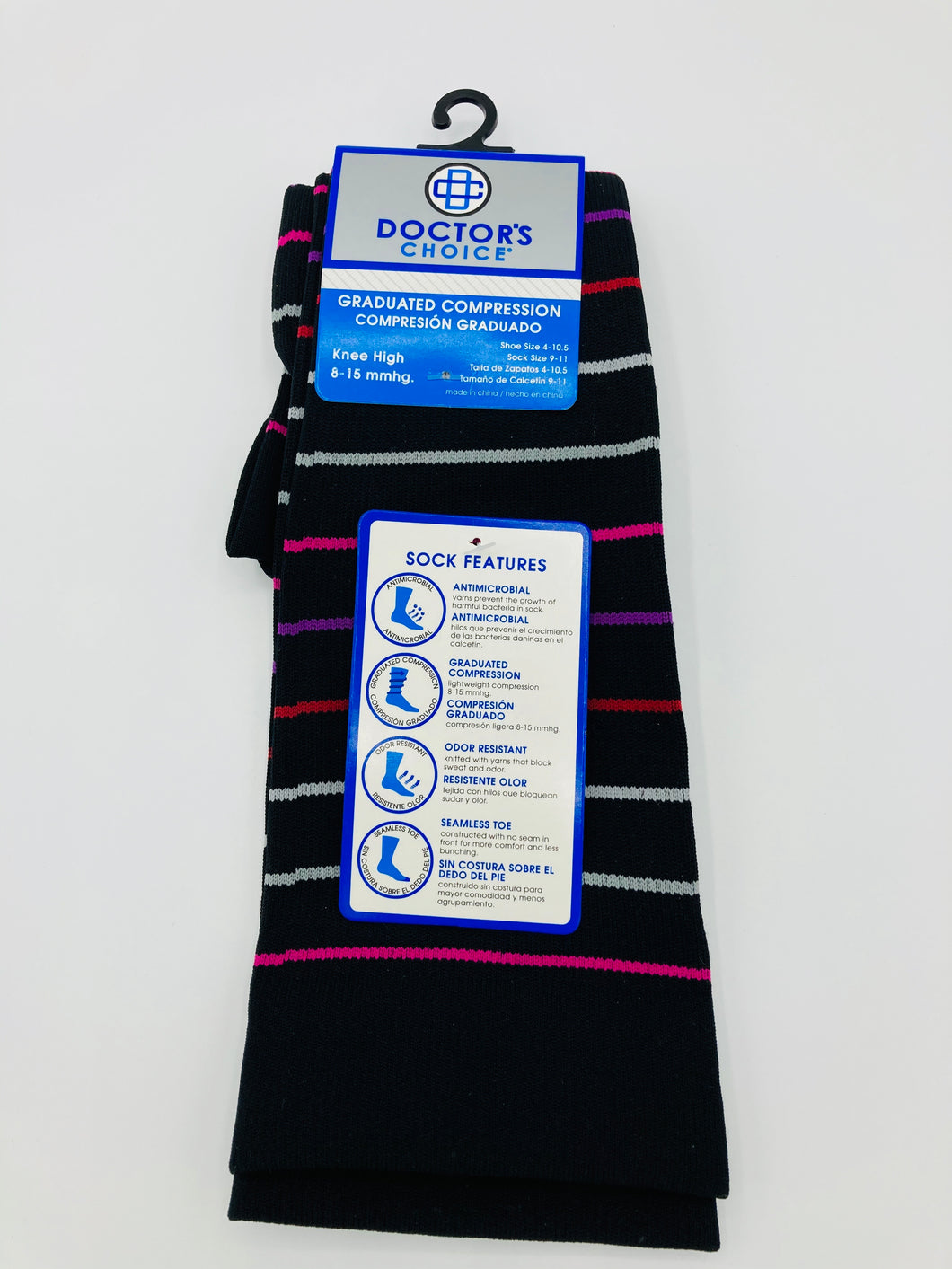 8-15 mmHg Doctor’s Choice Compression Socks - Black Stripes