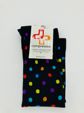 Load image into Gallery viewer, Compressox 15-20 mmHg, Knit Compression Socks - Black Polka Dot
