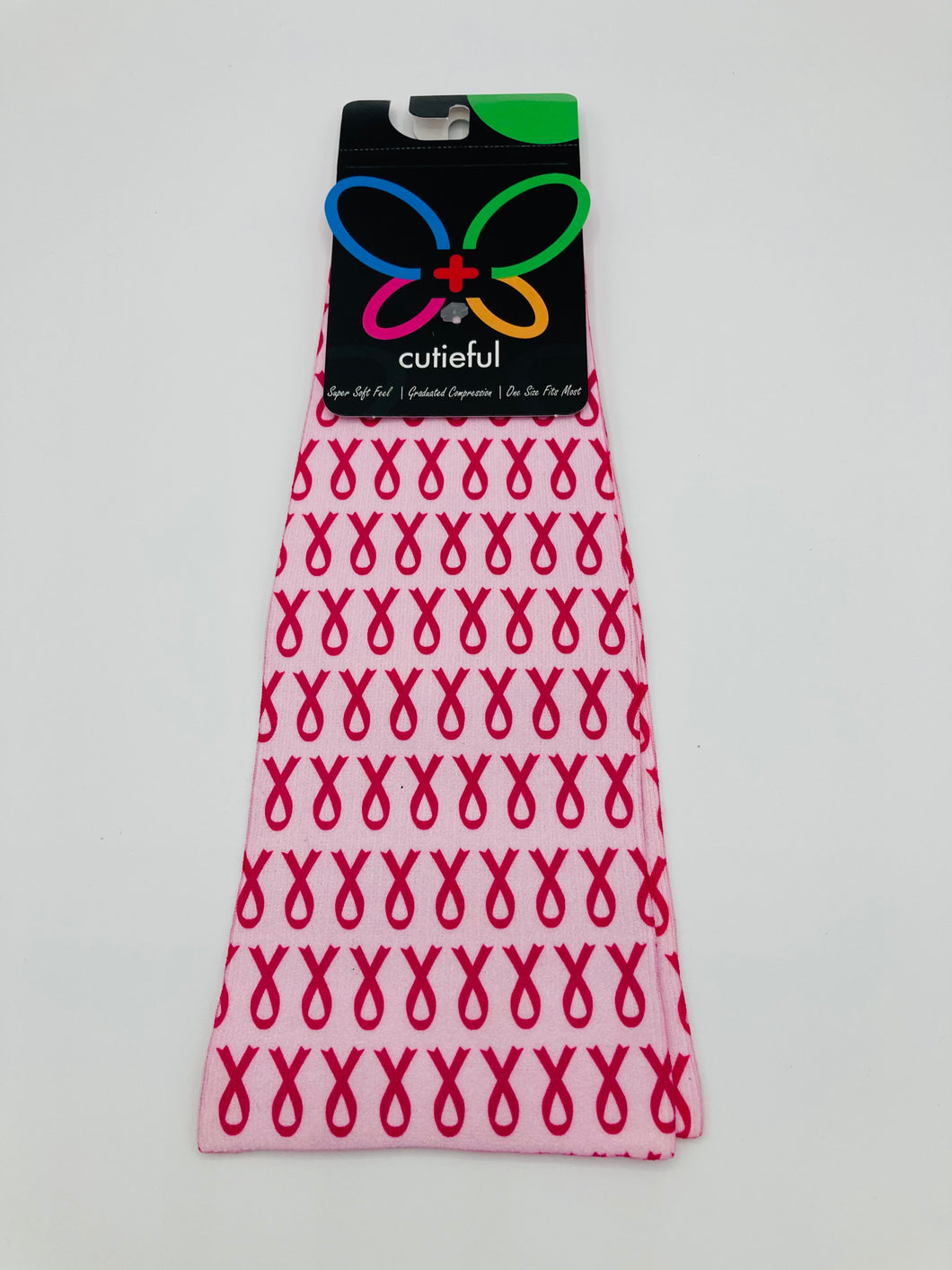 10-18 mmHg Printed Compression Socks -  Breast Cancer Ribbons